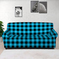 Turquoise And Black Check Pattern Print Sofa Cover