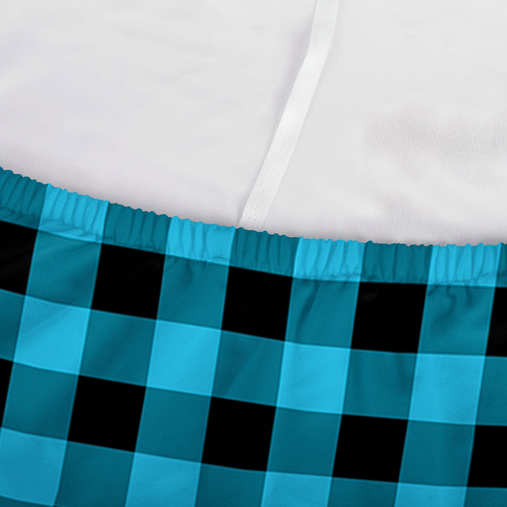 Turquoise And Black Check Pattern Print Sofa Cover