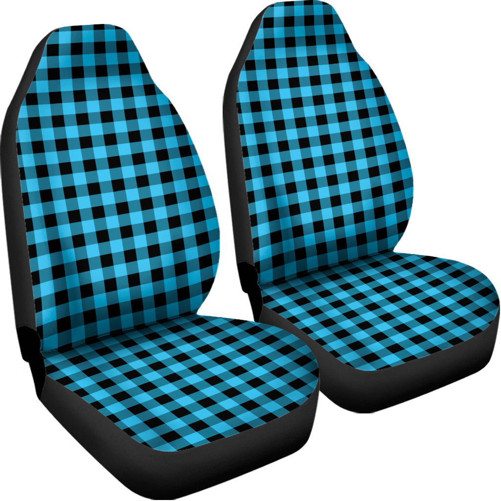 Turquoise And Black Check Pattern Print Universal Fit Car Seat Covers
