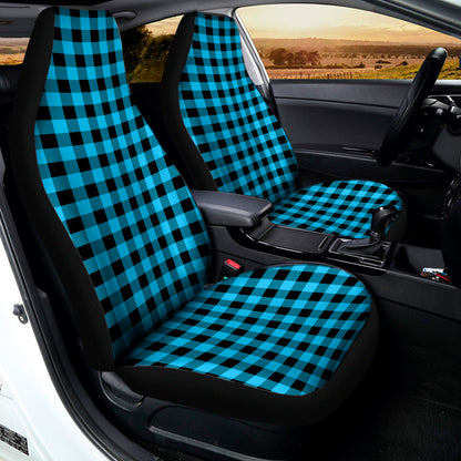 Turquoise And Black Check Pattern Print Universal Fit Car Seat Covers