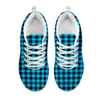 Turquoise And Black Check Pattern Print White Sneakers
