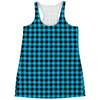 Turquoise And Black Check Pattern Print Women's Racerback Tank Top