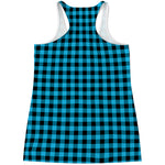 Turquoise And Black Check Pattern Print Women's Racerback Tank Top