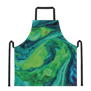 Turquoise And Green Acid Melt Print Apron