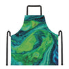 Turquoise And Green Acid Melt Print Apron