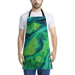 Turquoise And Green Acid Melt Print Apron