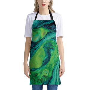 Turquoise And Green Acid Melt Print Apron