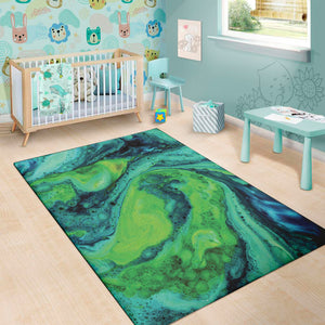 Turquoise And Green Acid Melt Print Area Rug