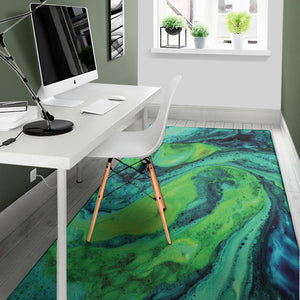 Turquoise And Green Acid Melt Print Area Rug