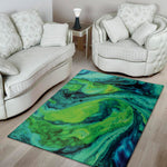 Turquoise And Green Acid Melt Print Area Rug