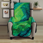 Turquoise And Green Acid Melt Print Armchair Protector