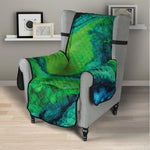 Turquoise And Green Acid Melt Print Armchair Protector