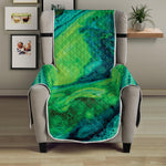 Turquoise And Green Acid Melt Print Armchair Protector