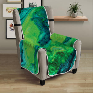 Turquoise And Green Acid Melt Print Armchair Protector