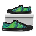Turquoise And Green Acid Melt Print Black Low Top Sneakers