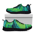 Turquoise And Green Acid Melt Print Black Running Shoes