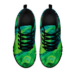 Turquoise And Green Acid Melt Print Black Sneakers