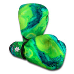 Turquoise And Green Acid Melt Print Boxing Gloves