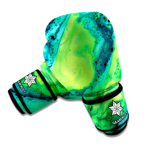 Turquoise And Green Acid Melt Print Boxing Gloves