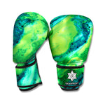 Turquoise And Green Acid Melt Print Boxing Gloves