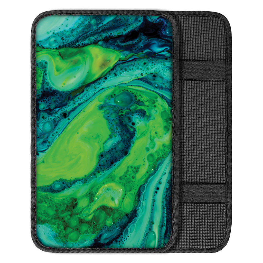 Turquoise And Green Acid Melt Print Car Center Console Cover