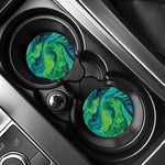 Turquoise And Green Acid Melt Print Car Coasters