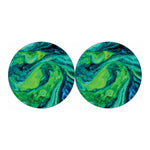 Turquoise And Green Acid Melt Print Car Coasters