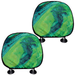 Turquoise And Green Acid Melt Print Car Headrest Covers