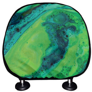 Turquoise And Green Acid Melt Print Car Headrest Covers