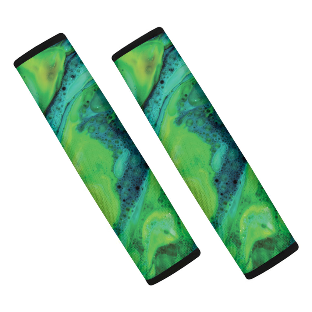 Turquoise And Green Acid Melt Print Car Seat Belt Covers