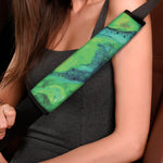 Turquoise And Green Acid Melt Print Car Seat Belt Covers