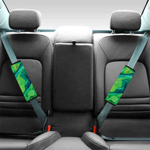 Turquoise And Green Acid Melt Print Car Seat Belt Covers