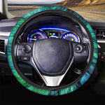 Turquoise And Green Acid Melt Print Car Steering Wheel Cover