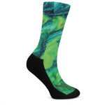 Turquoise And Green Acid Melt Print Crew Socks
