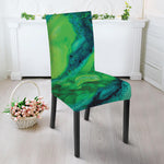 Turquoise And Green Acid Melt Print Dining Chair Slipcover