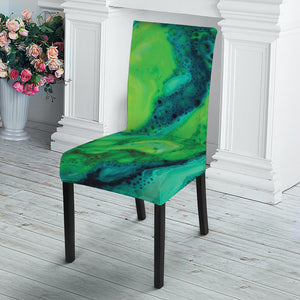 Turquoise And Green Acid Melt Print Dining Chair Slipcover