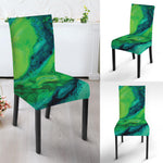 Turquoise And Green Acid Melt Print Dining Chair Slipcover