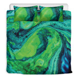 Turquoise And Green Acid Melt Print Duvet Cover Bedding Set