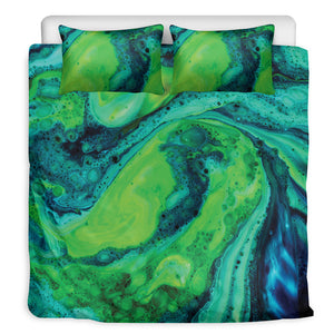 Turquoise And Green Acid Melt Print Duvet Cover Bedding Set