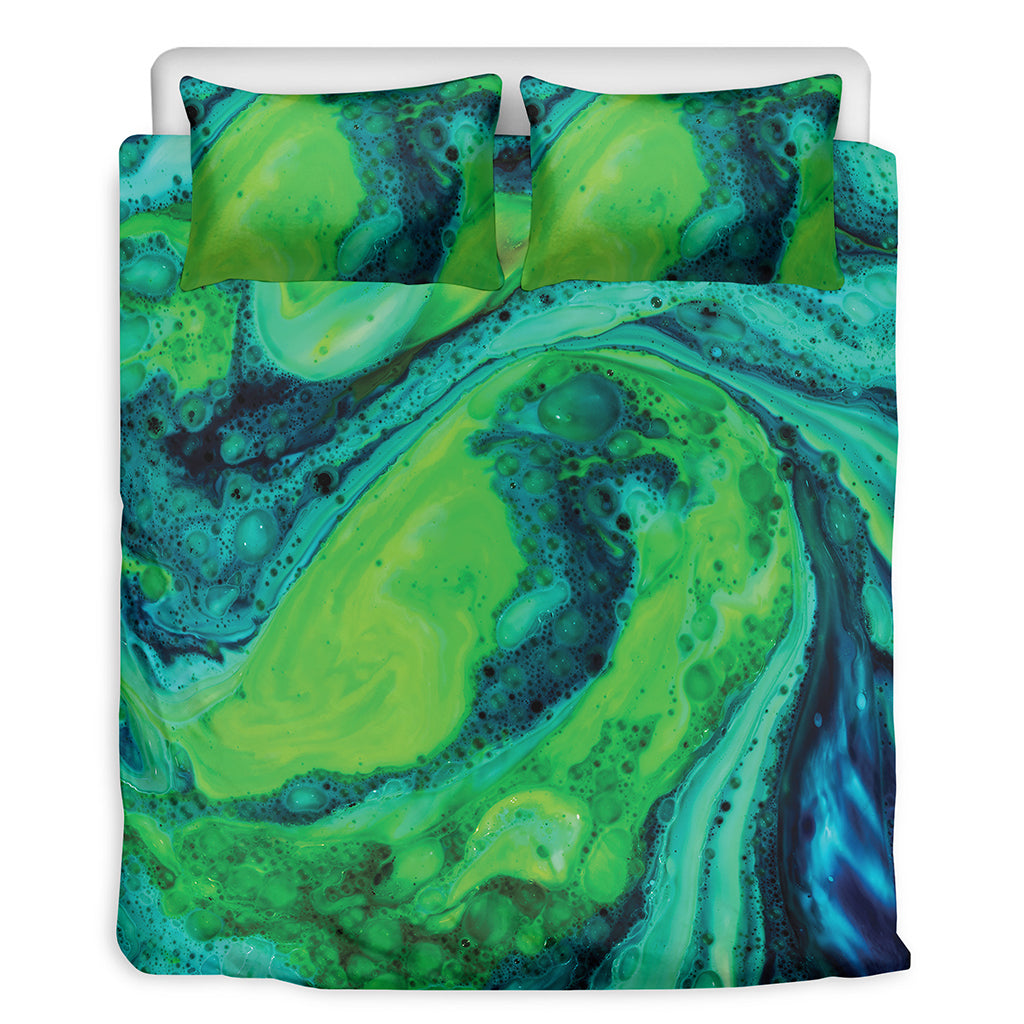 Turquoise And Green Acid Melt Print Duvet Cover Bedding Set