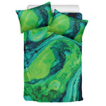 Turquoise And Green Acid Melt Print Duvet Cover Bedding Set