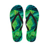 Turquoise And Green Acid Melt Print Flip Flops