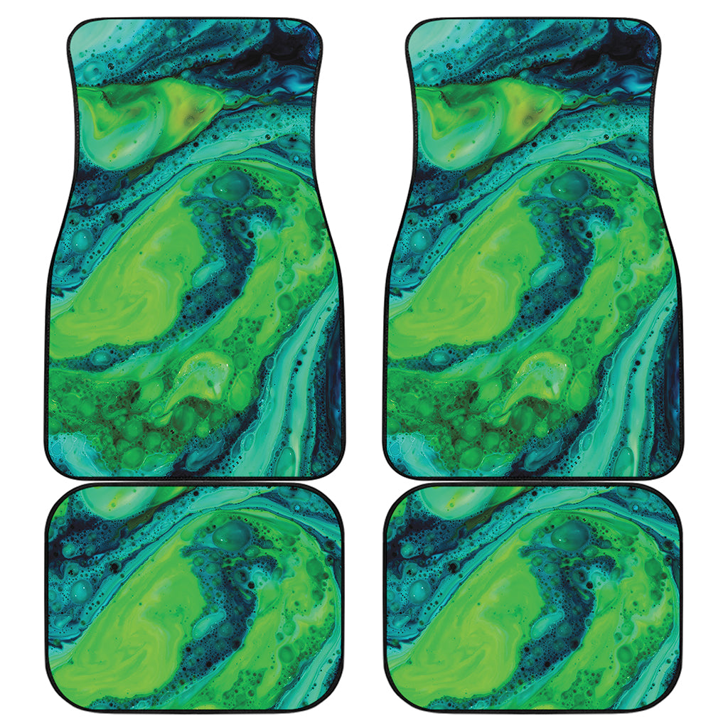 Turquoise And Green Acid Melt Print Front and Back Car Floor Mats