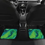 Turquoise And Green Acid Melt Print Front and Back Car Floor Mats