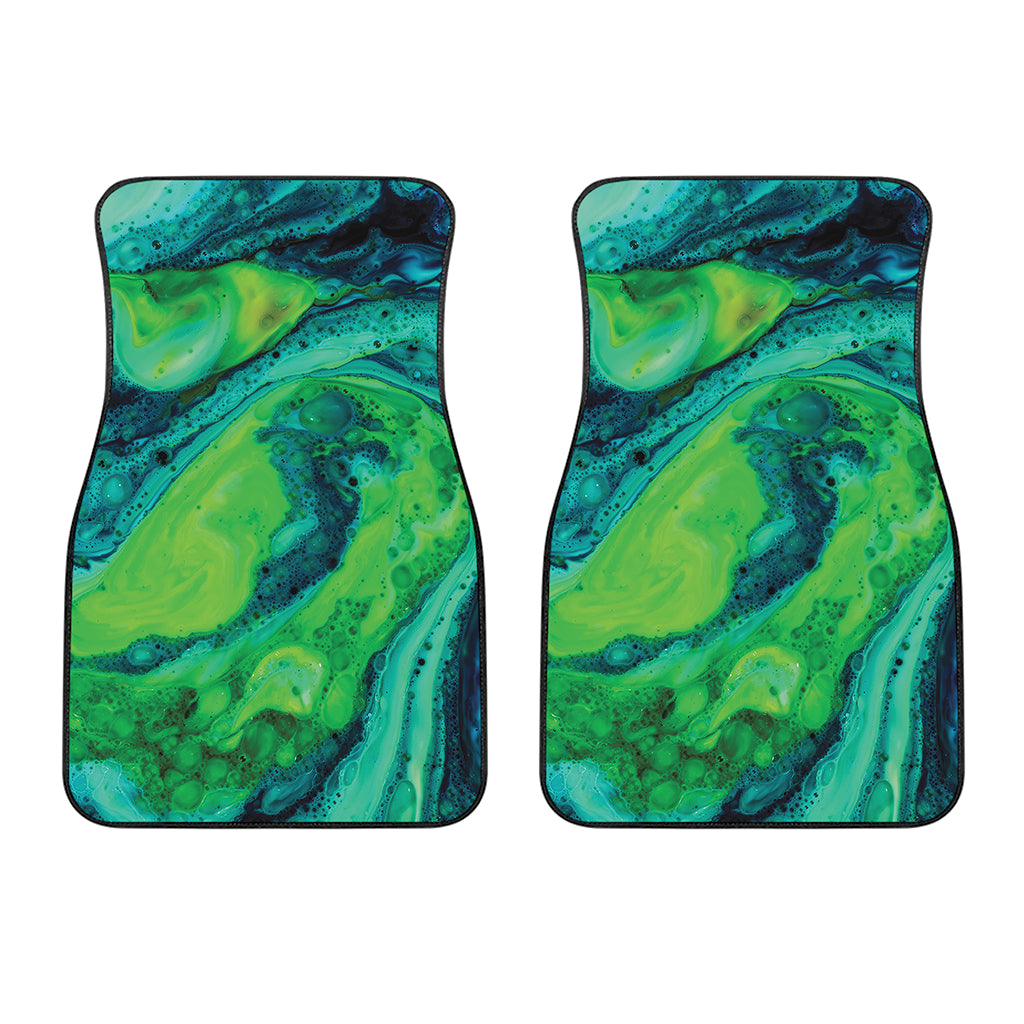 Turquoise And Green Acid Melt Print Front Car Floor Mats