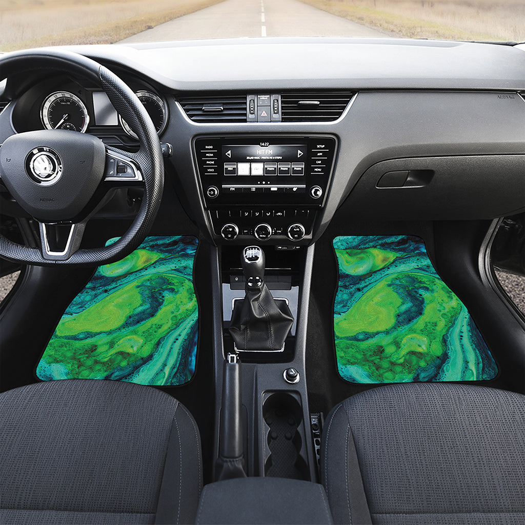 Turquoise And Green Acid Melt Print Front Car Floor Mats