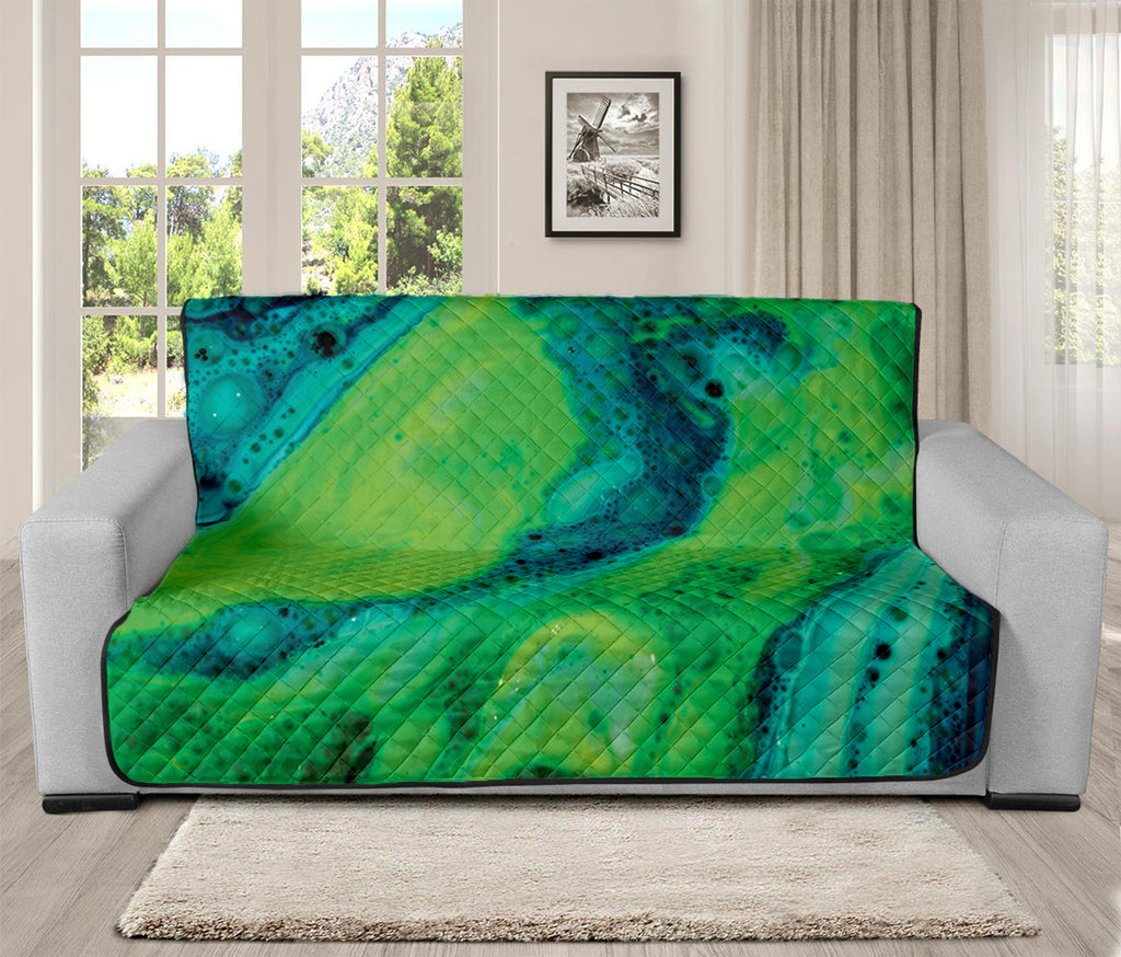 Turquoise And Green Acid Melt Print Futon Protector