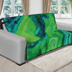 Turquoise And Green Acid Melt Print Futon Protector