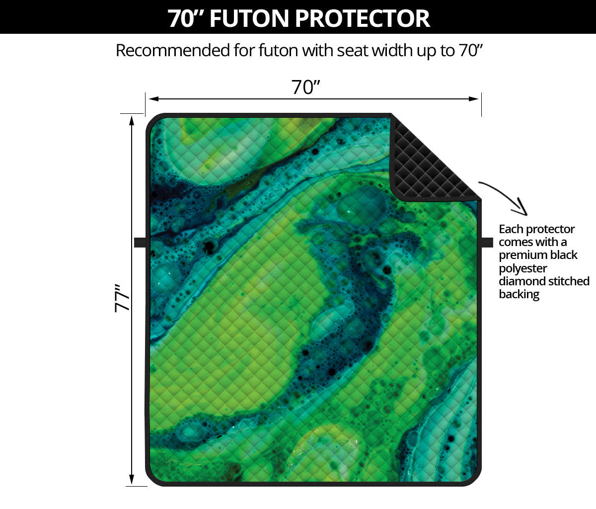 Turquoise And Green Acid Melt Print Futon Protector