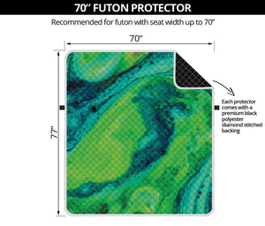 Turquoise And Green Acid Melt Print Futon Protector